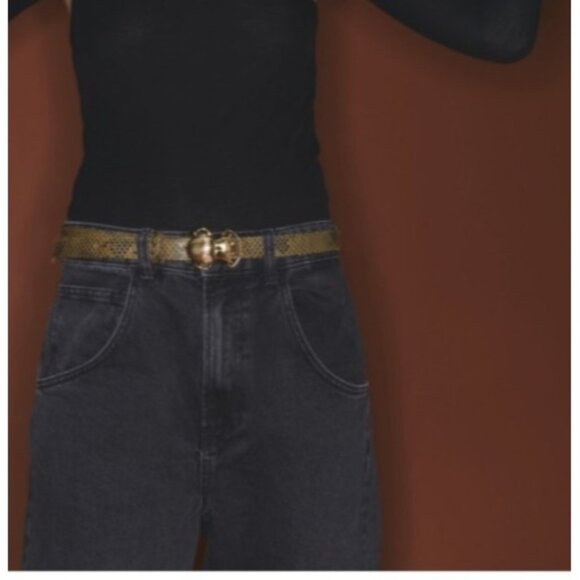 Claris Virot Baby Belt Khaki Python Leather Snap Belt Buckle Not Included - Picture 14 of 14